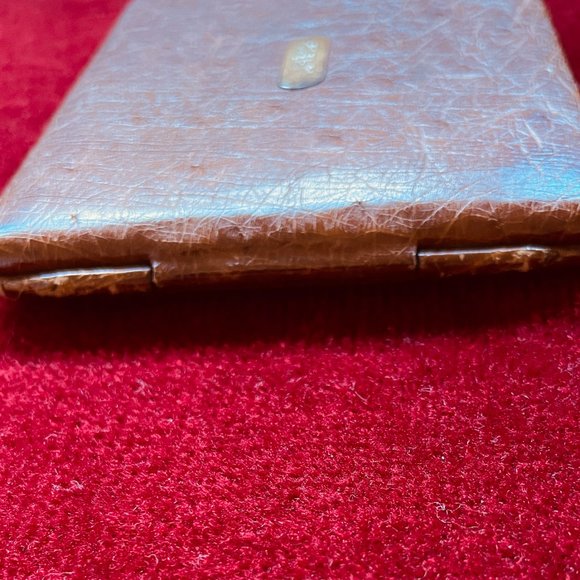 Vintage Genuine Ostrich Bifold Card Case Wallet 14K Gold Engraved - Picture 5 of 12